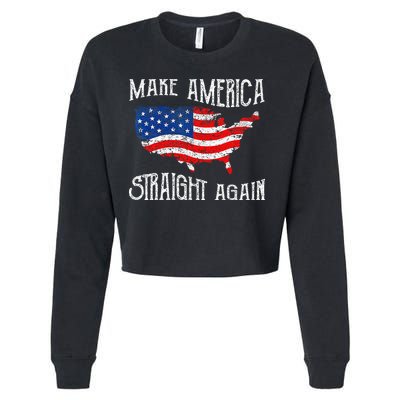 Vintage Make America Straight Again Groovy Cropped Pullover Crew