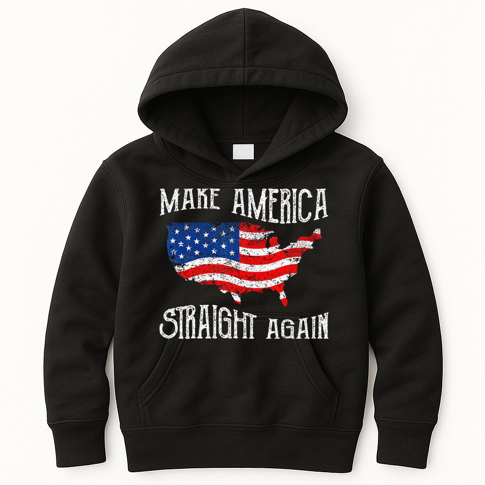 Vintage Make America Straight Again Groovy Kids Hoodie