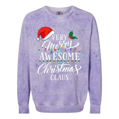 Very Merry Awesome Christmas Claus Pajamas Colorblast Crewneck Sweatshirt