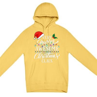 Very Merry Awesome Christmas Claus Pajamas Premium Pullover Hoodie