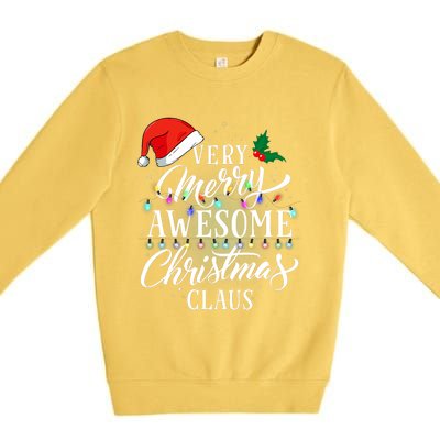 Very Merry Awesome Christmas Claus Pajamas Premium Crewneck Sweatshirt