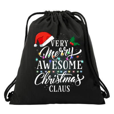 Very Merry Awesome Christmas Claus Pajamas Drawstring Bag