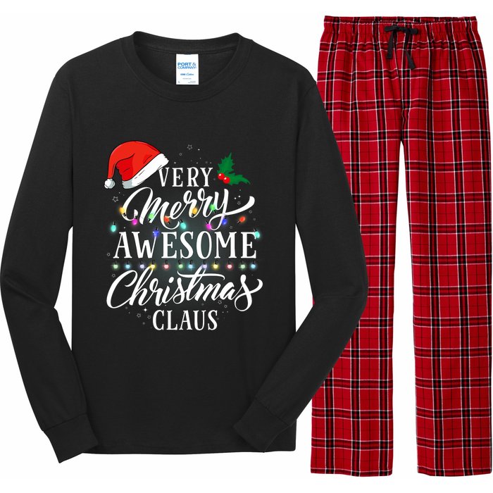 Very Merry Awesome Christmas Claus Pajamas Long Sleeve Pajama Set