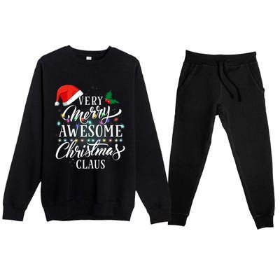 Very Merry Awesome Christmas Claus Pajamas Premium Crewneck Sweatsuit Set