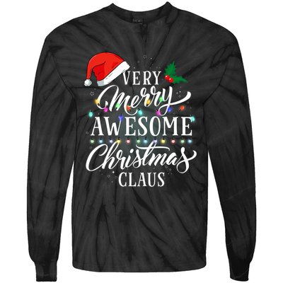 Very Merry Awesome Christmas Claus Pajamas Tie-Dye Long Sleeve Shirt