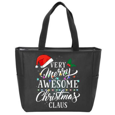 Very Merry Awesome Christmas Claus Pajamas Zip Tote Bag