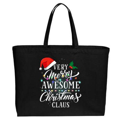 Very Merry Awesome Christmas Claus Pajamas Cotton Canvas Jumbo Tote