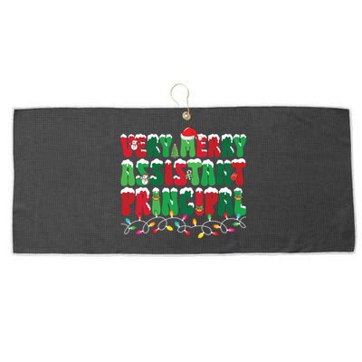 Very Merry Assistant Principal Xmas Lights Snow Christmas Gift Large Microfiber Waffle Golf Towel