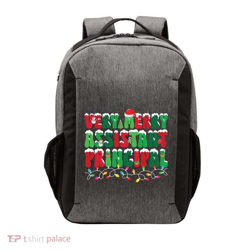 Very Merry Assistant Principal Xmas Lights Snow Christmas Gift Vector Backpack