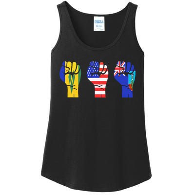 Vincy Montserrat American Flag Fist Design Ladies Essential Tank