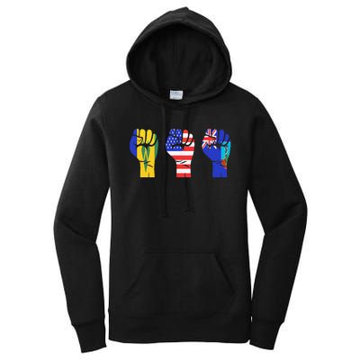 Vincy Montserrat American Flag Fist Design Women's Pullover Hoodie