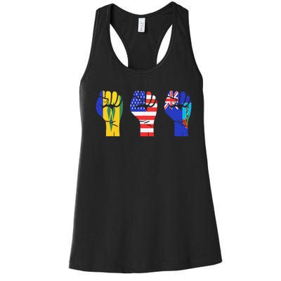 Vincy Montserrat American Flag Fist Design Women's Racerback Tank