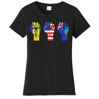 Vincy Montserrat American Flag Fist Design Women's T-Shirt