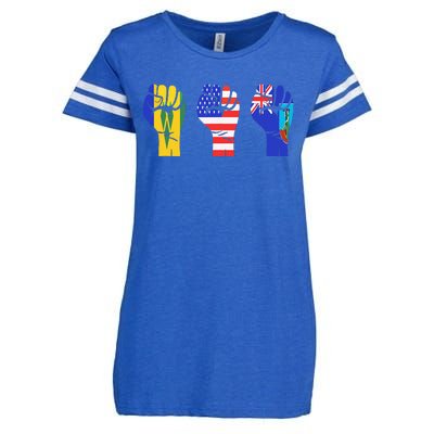 Vincy Montserrat American Flag Fist Design Enza Ladies Jersey Football T-Shirt