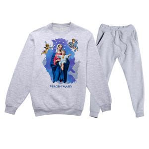 Virgin Mary Angel Religious Gift Art Premium Crewneck Sweatsuit Set