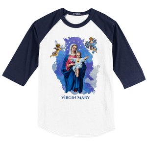 Virgin Mary Angel Religious Gift Art Baseball Sleeve Shirt