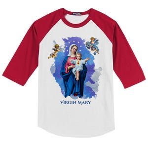 Virgin Mary Angel Religious Gift Art Kids Colorblock Raglan Jersey