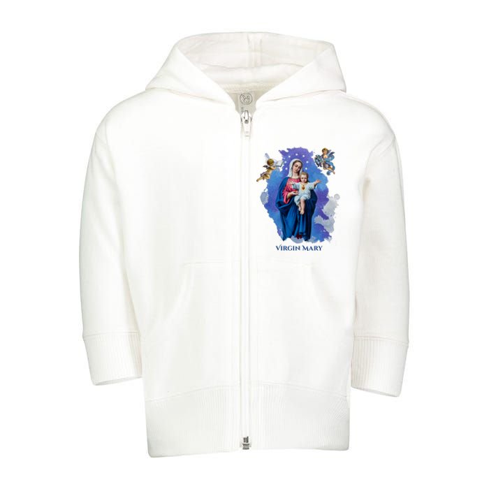 Virgin Mary Angel Religious Gift Art Toddler Zip Fleece Hoodie