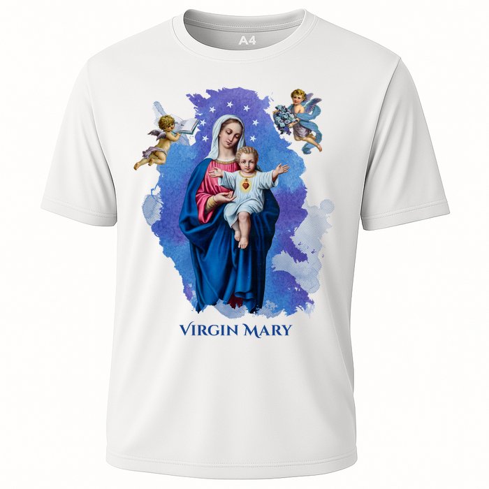 Virgin Mary Angel Religious Gift Art Cooling Performance Crew T-Shirt