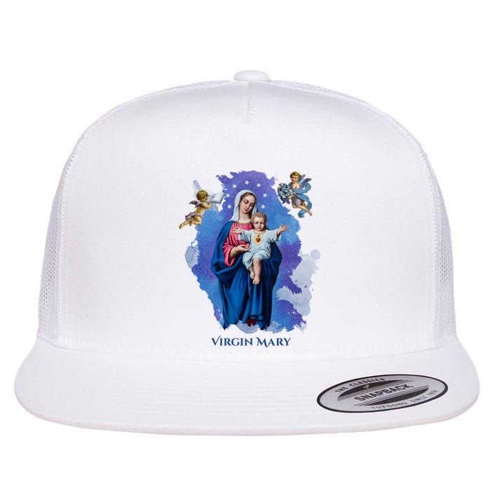 Virgin Mary Angel Religious Gift Art Flat Bill Trucker Hat