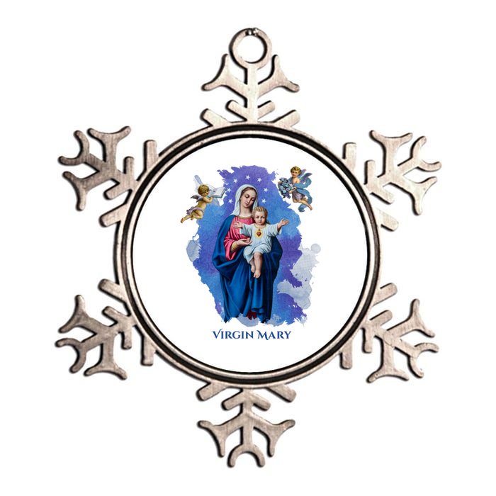 Virgin Mary Angel Religious Gift Art Metallic Star Ornament