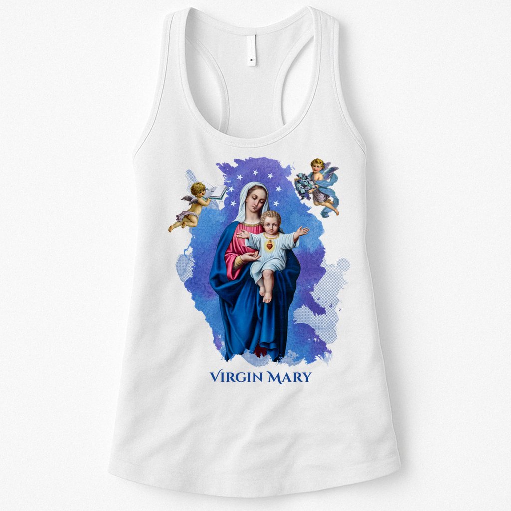 Virgin Mary Angel Religious Gift Art Womens Tank Top
