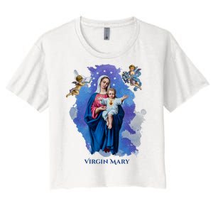 Virgin Mary Angel Religious Gift Art Women's Crop Top Tee