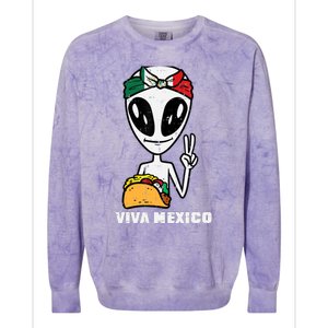 Viva Mexico Alien Cinco De Mayo Mexican Independence Day Colorblast Crewneck Sweatshirt