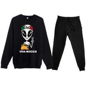 Viva Mexico Alien Cinco De Mayo Mexican Independence Day Premium Crewneck Sweatsuit Set