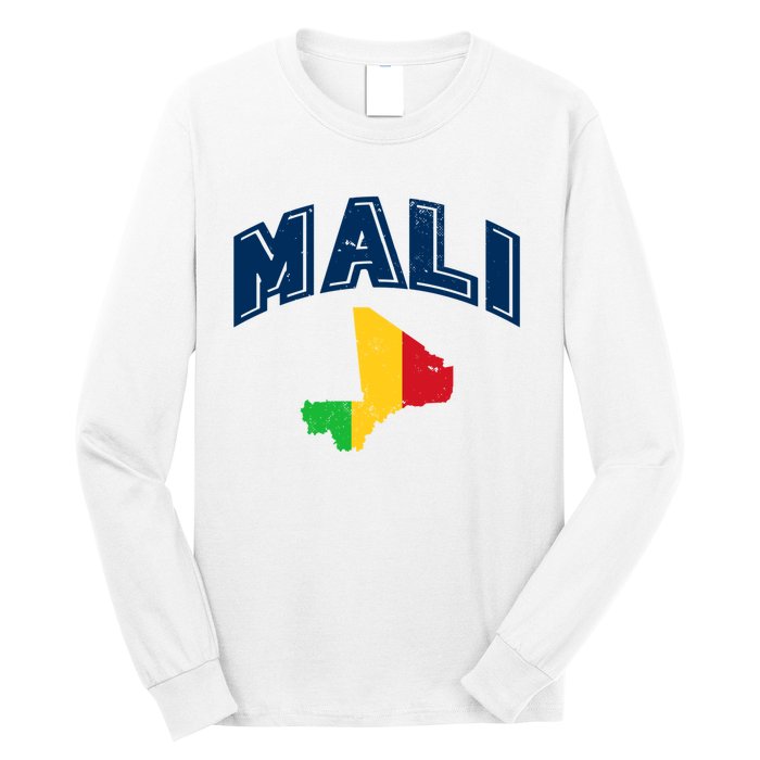 Vintage Mali Athletic Map And Flag Long Sleeve Shirt