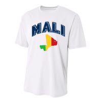 Vintage Mali Athletic Map And Flag Performance Sprint T-Shirt