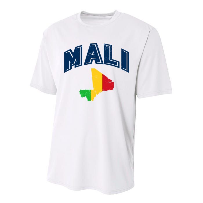 Vintage Mali Athletic Map And Flag Performance Sprint T-Shirt