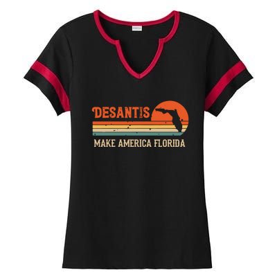 Vintage Make America Florida DeSantis 2024 Election Ladies Halftime Notch Neck Tee