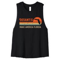 Vintage Make America Florida DeSantis 2024 Election Women's Racerback Cropped Tank