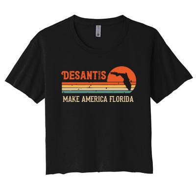 Vintage Make America Florida DeSantis 2024 Election Women's Crop Top Tee