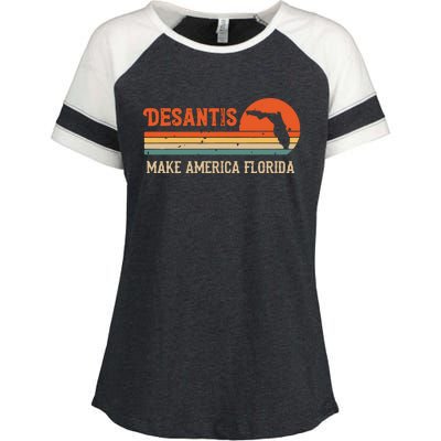 Vintage Make America Florida DeSantis 2024 Election Enza Ladies Jersey Colorblock Tee