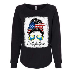 Volleyball Mom American Flag Messy Bun Volleyball Mom Gift Womens California Wash Sweatshirt