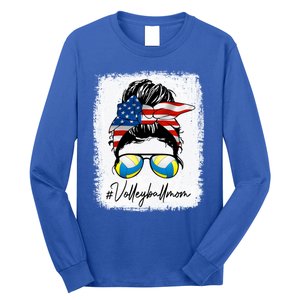 Volleyball Mom American Flag Messy Bun Volleyball Mom Gift Long Sleeve Shirt