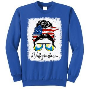 Volleyball Mom American Flag Messy Bun Volleyball Mom Gift Sweatshirt