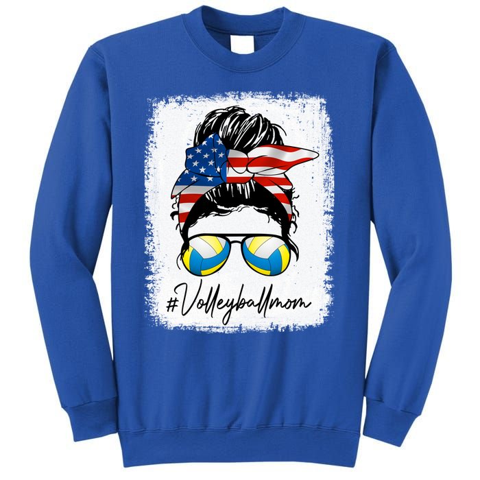 Volleyball Mom American Flag Messy Bun Volleyball Mom Gift Sweatshirt