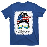 Volleyball Mom American Flag Messy Bun Volleyball Mom Gift T-Shirt