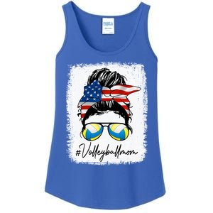 Volleyball Mom American Flag Messy Bun Volleyball Mom Gift Ladies Essential Tank