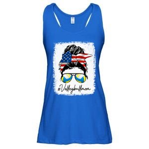 Volleyball Mom American Flag Messy Bun Volleyball Mom Gift Ladies Essential Flowy Tank