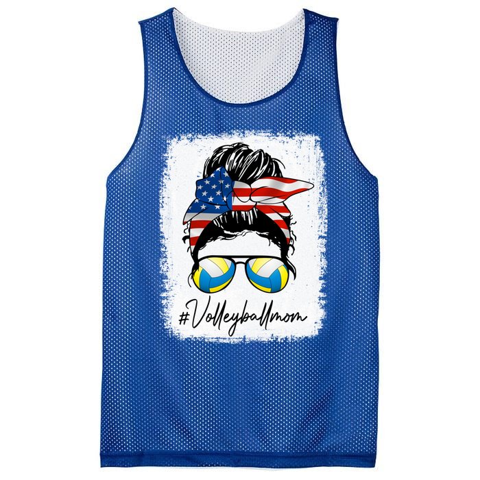 Volleyball Mom American Flag Messy Bun Volleyball Mom Gift Mesh Reversible Basketball Jersey Tank