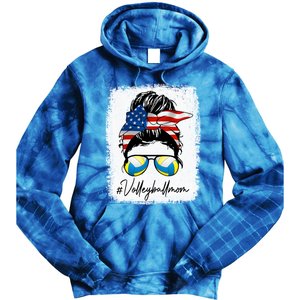 Volleyball Mom American Flag Messy Bun Volleyball Mom Gift Tie Dye Hoodie