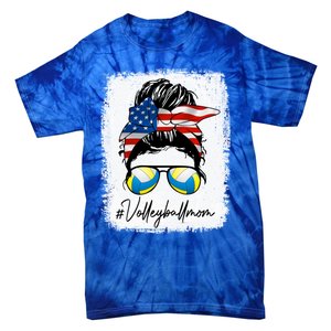 Volleyball Mom American Flag Messy Bun Volleyball Mom Gift Tie-Dye T-Shirt