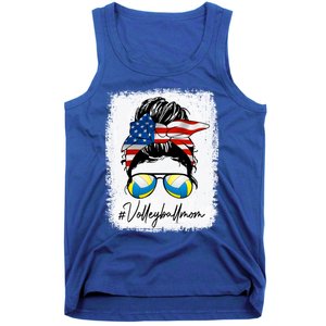 Volleyball Mom American Flag Messy Bun Volleyball Mom Gift Tank Top