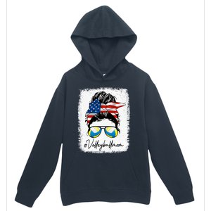 Volleyball Mom American Flag Messy Bun Volleyball Mom Gift Urban Pullover Hoodie