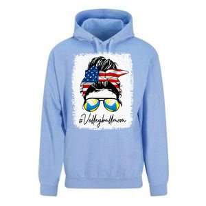 Volleyball Mom American Flag Messy Bun Volleyball Mom Gift Unisex Surf Hoodie