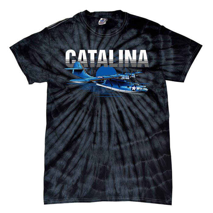 Vintage Military Aviation Flying Boat Tie-Dye T-Shirt